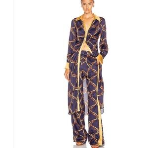Jonathan Simkhai Navy and Gold Saddle Print Track Pants XS/S